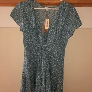 Blue and White Floral Romper